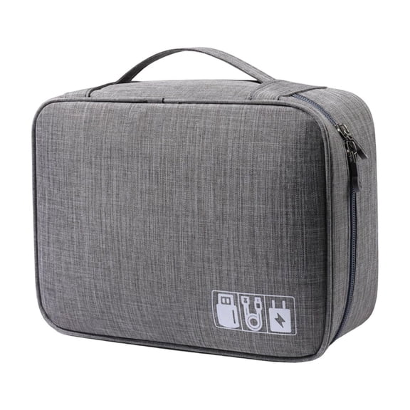 Electronic Cable Organizer Travel Bag with Multiple Compartments, Large Capacity Tech Case for Charging Cords, Power Banks, and Laptop Accessories Gray