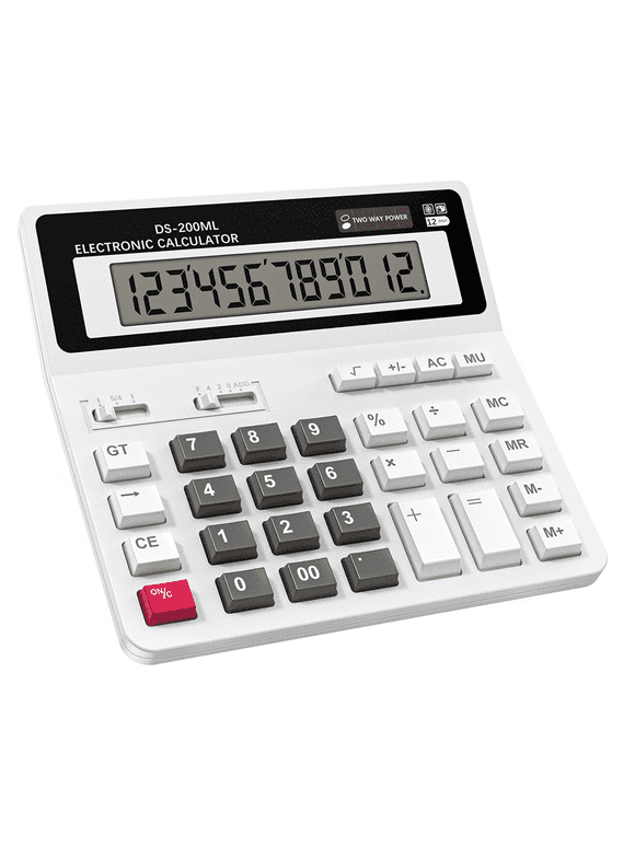 Electronic Calculator 12 Digit Extra Large LCD Display, Two Way Power Battery and Solar Calculators Desktop, Big Buttons Easy to Press Used as Office Calculators