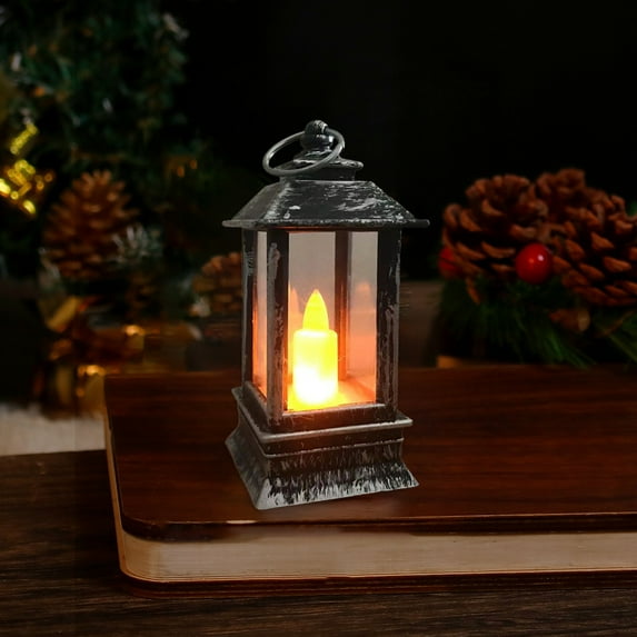 Electronic Candle 3.74in Flickering Flame LED Night Light Vintage Oil Lamp Mini Ambient Decor for Christmas Holiday (Silver)​