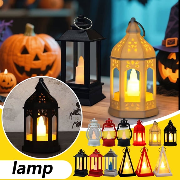 Electronic Candle LED Retro Square Lantern Light for Festive Atmosphere and Seasonal Decor with Warm Flickering Flameless Glow for Parties and Bars, Black