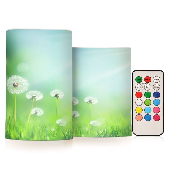Electronic Candle Light Combination 3x5In, 3x4In Flameless Candle Plastic Festive Decoration Party Christmas Decoration Beautiful White Dandelions