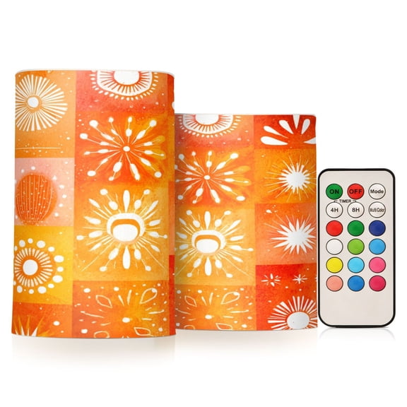 Electronic Candle Light Combination 3x5In, 3x4In Flameless Candle Plastic Festive Decoration Party Christmas Decoration Beautiful Yellow Pattern
