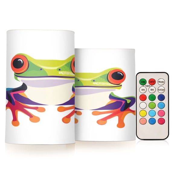 Electronic Candle Light Combination 3x5In, 3x4In Flameless Candle Plastic Festive Decoration Party Christmas Decoration Big-eyed Frog