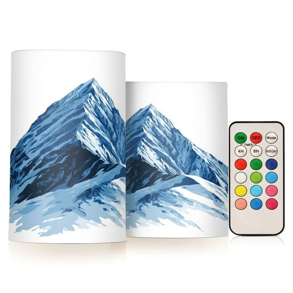Electronic Candle Light Combination 3x5In, 3x4In Flameless Candle Plastic Festive Decoration Party Christmas Decoration Blue Peak