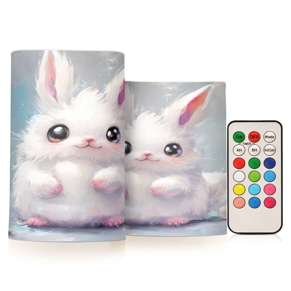 Electronic Candle Light Combination 3x5In, 3x4In Flameless Candle Plastic Festive Decoration Party Christmas Decoration Bubble Rabbit