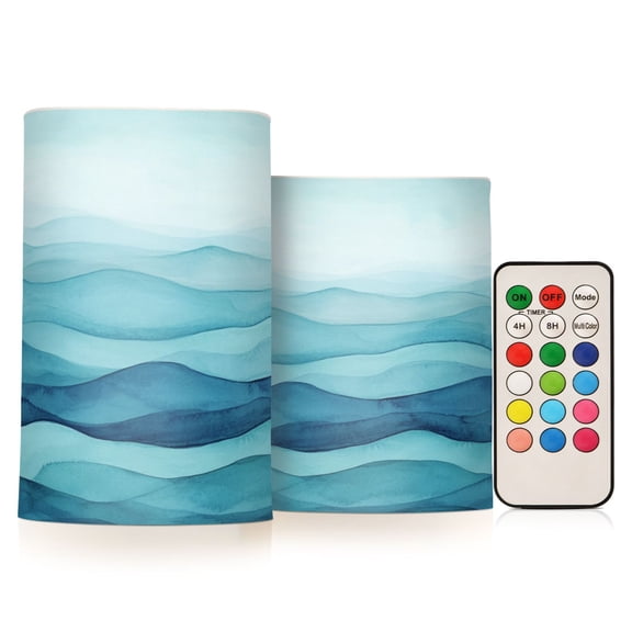 Electronic Candle Light Combination 3x5In, 3x4In Flameless Candle Plastic Festive Decoration Party Christmas Decoration Cartoon Blue Sea