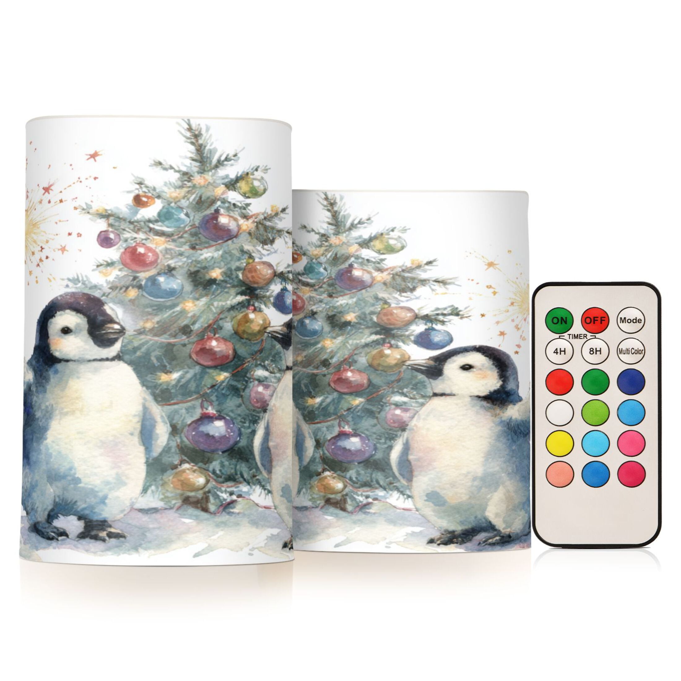 Electronic Candle Light Combination 3x5In, 3x4In Flameless Candle Plastic Festive Decoration Party Christmas Decoration Cartoon Christmas Penguins