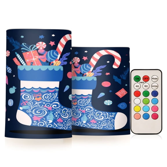 Electronic Candle Light Combination 3x5In, 3x4In Flameless Candle Plastic Festive Decoration Party Christmas Decoration Cartoon Christmas Stocking