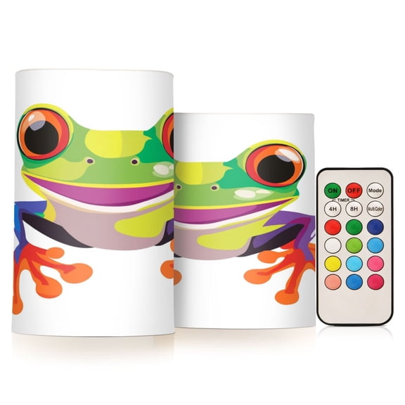 Electronic Candle Light Combination 3x5In, 3x4In Flameless Candle Plastic Festive Decoration Party Christmas Decoration Cartoon Cute Frog