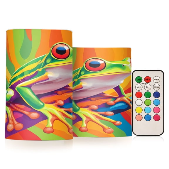 Electronic Candle Light Combination 3x5In, 3x4In Flameless Candle Plastic Festive Decoration Party Christmas Decoration Cartoon Green Frog