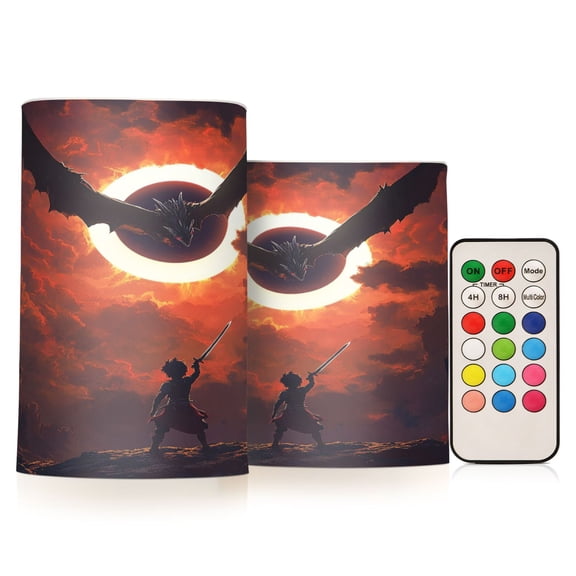 Electronic Candle Light Combination 3x5In, 3x4In Flameless Candle Plastic Festive Decoration Party Christmas Decoration Fierce Dragon