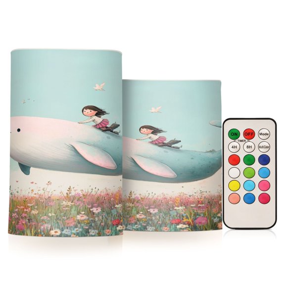 Electronic Candle Light Combination 3x5In, 3x4In Flameless Candle Plastic Festive Decoration Party Christmas Decoration Flying Fish