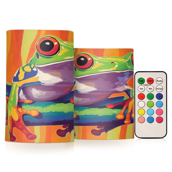 Electronic Candle Light Combination 3x5In, 3x4In Flameless Candle Plastic Festive Decoration Party Christmas Decoration Lovely Green Frog