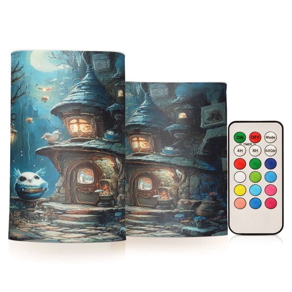 Electronic Candle Light Combination 3x5In, 3x4In Flameless Candle Plastic Festive Decoration Party Christmas Decoration Magic House