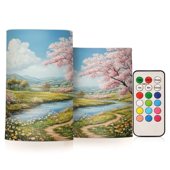 Electronic Candle Light Combination 3x5In, 3x4In Flameless Candle Plastic Festive Decoration Party Christmas Decoration Picturesque Pink Tree