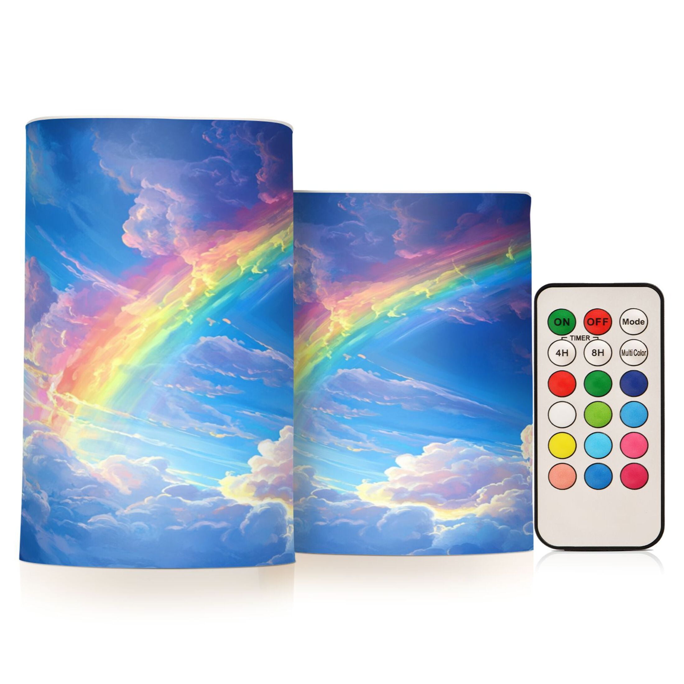 Electronic Candle Light Combination 3x5In, 3x4In Flameless Candle Plastic Festive Decoration Party Christmas Decoration Picturesque Rainbow Cloud