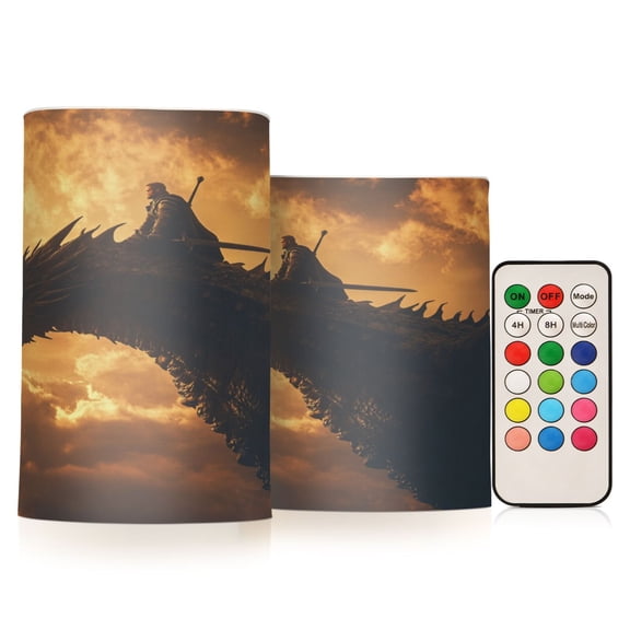 Electronic Candle Light Combination 3x5In, 3x4In Flameless Candle Plastic Festive Decoration Party Christmas Decoration Riding A Dragon