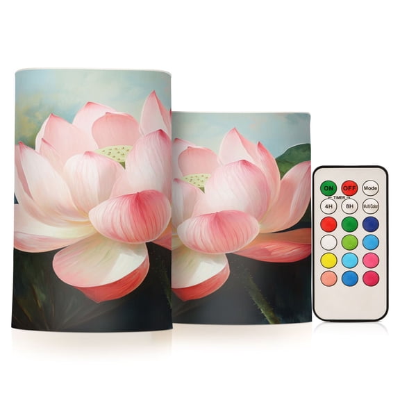 Electronic Candle Light Combination 3x5In, 3x4In Flameless Candle Plastic Festive Decoration Party Christmas Decoration Super Cute Lotus
