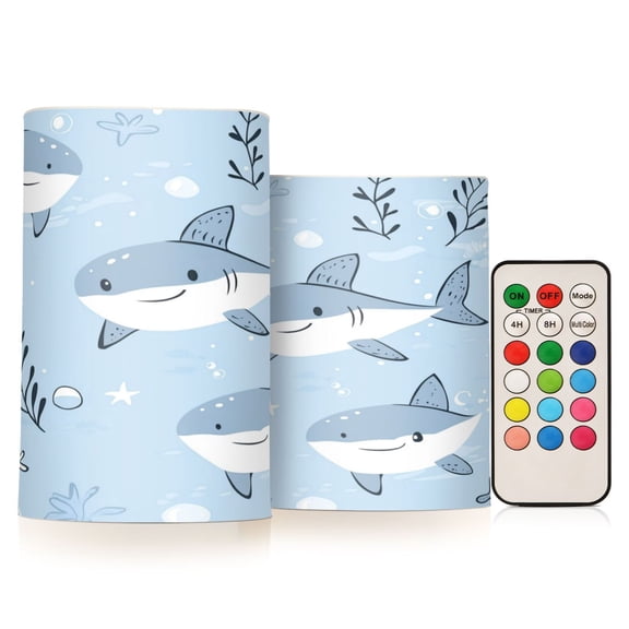 Electronic Candle Light Combination 3x5In, 3x4In Flameless Candle Plastic Festive Decoration Party Christmas Decoration Super Cute Shark