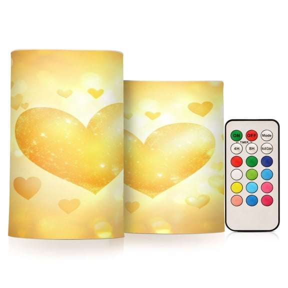 Electronic Candle Light Combination 3x5In, 3x4In Flameless Candle Plastic Festive Decoration Party Christmas Decoration Valentine's Day Yellow Love