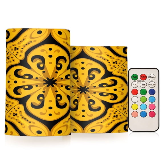 Electronic Candle Light Combination 3x5In, 3x4In Flameless Candle Plastic Festive Decoration Party Christmas Decoration Yellow