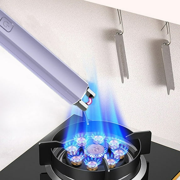 Electronic Candle Lighter Arc Windproof Flameless USB Rechargeable Lighter with Safe Button for Home Kitchen Champagne Gold