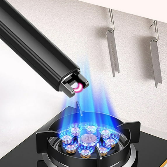 Electronic Candle Lighter Arc Windproof Flameless USB Rechargeable Lighter with Safe Button for Home Kitchen Champagne Gold