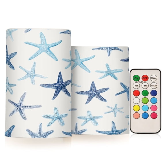 Electronic Candles Light Combination 3x5In, 3x4In Flameless Candles Plastic Festive Decoration Party Christmas Decoration Blue Sea Sar