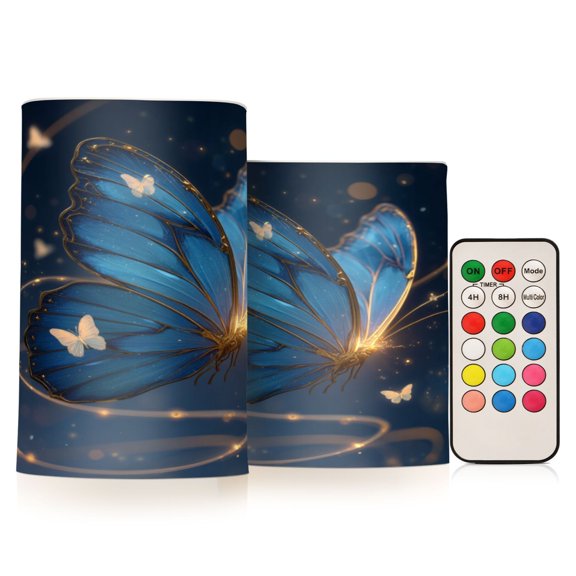 Electronic Candles Light Combination 3x5In, 3x4In Flameless Candles Plastic Festive Decoration Party Christmas Decoration Butterflies Flutter