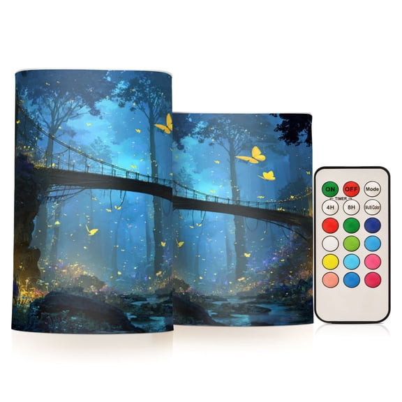 Electronic Candles Light Combination 3x5In, 3x4In Flameless Candles Plastic Festive Decoration Party Christmas Decoration Enchanted Forest Glowing Bridge
