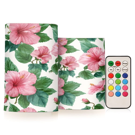 Electronic Candles Light Combination 3x5In, 3x4In Flameless Candles Plastic Festive Decoration Party Christmas Decoration Flowers Pink