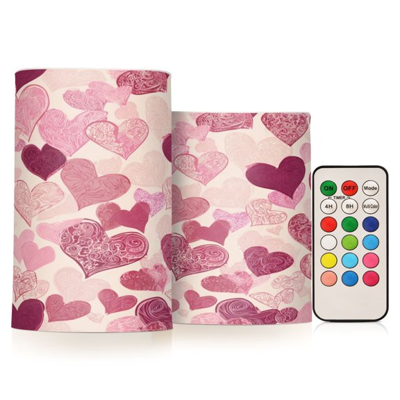 Electronic Candles Light Combination 3x5In, 3x4In Flameless Candles Plastic Festive Decoration Party Christmas Decoration Gradient Heart Chart