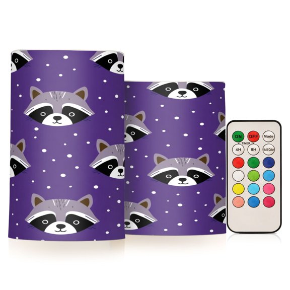 Electronic Candles Light Combination 3x5In, 3x4In Flameless Candles Plastic Festive Decoration Party Christmas Decoration Raccoon Face