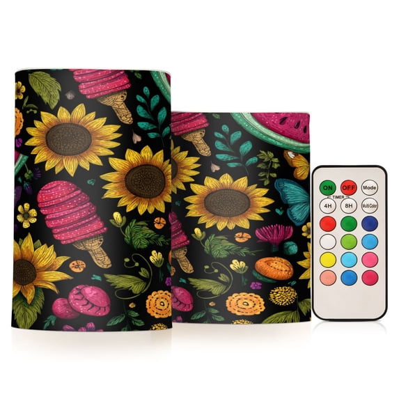 Electronic Candles Light Combination 3x5In, 3x4In Flameless Candles Plastic Festive Decoration Party Christmas Decoration Summer Elements Pattern