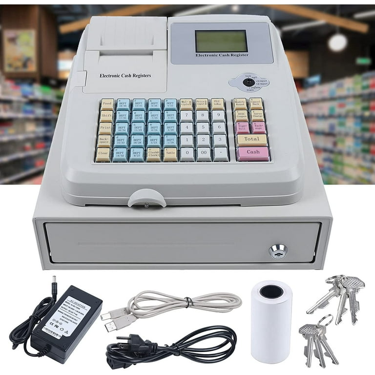 Electronic Cash Register with with Drawer and 48 Keys POS Flat