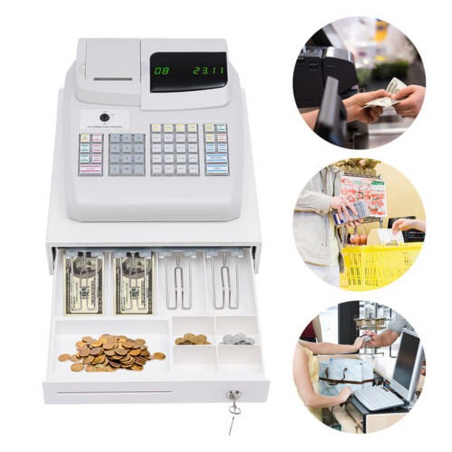 Electronic Cash Register Drawer Box w/ Key,For Bills Coins Retail