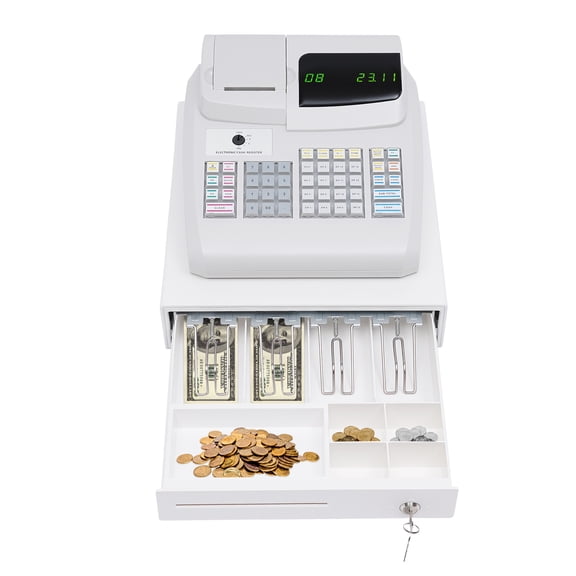 Electronic Cash Register Drawer W/Key Pos 6 Digits Led Display Restaurant Retail