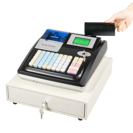 Electronic Cash Register POS System Cash Register for Small Businesses, HD Screen Display Cash Register with Scanner 48 Keys Electronic Cash Register Cash
