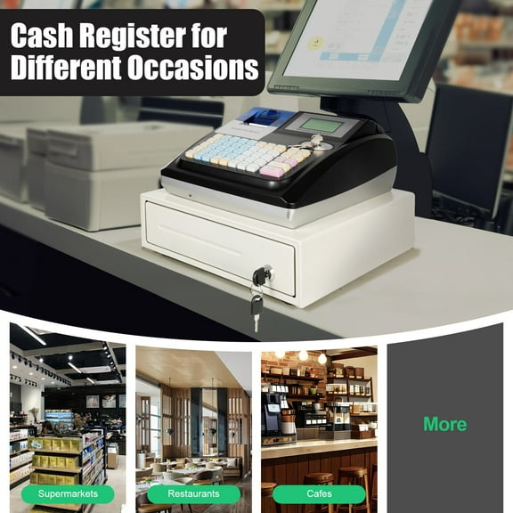 Electronic Cash Register POS System LED Display for Retail with Drawer 48 Keys