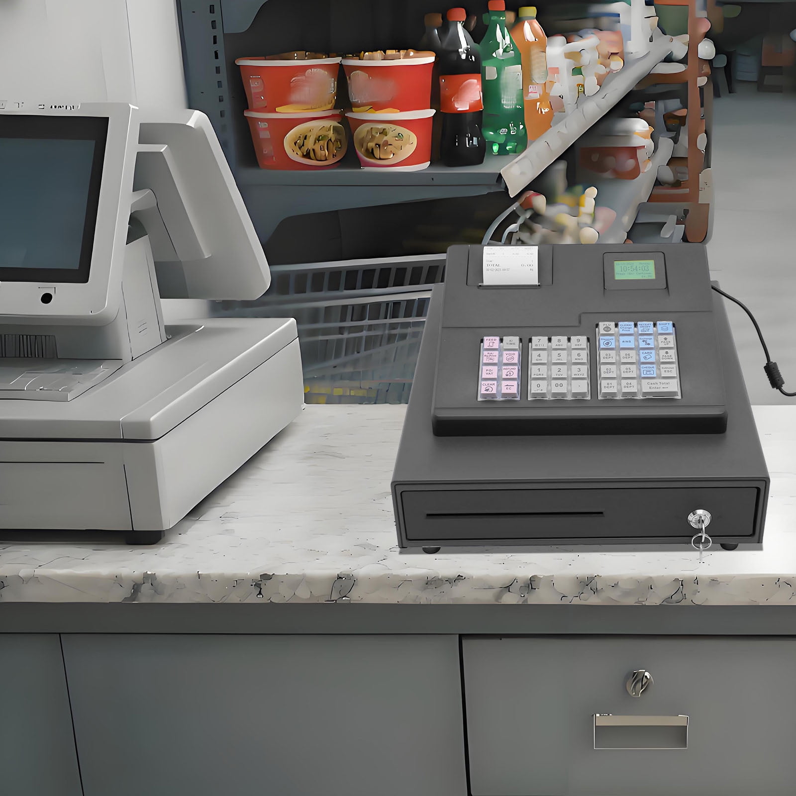 Electronic Cash Register with 39 Keys, 58mm Thermal Printer, 32 ...