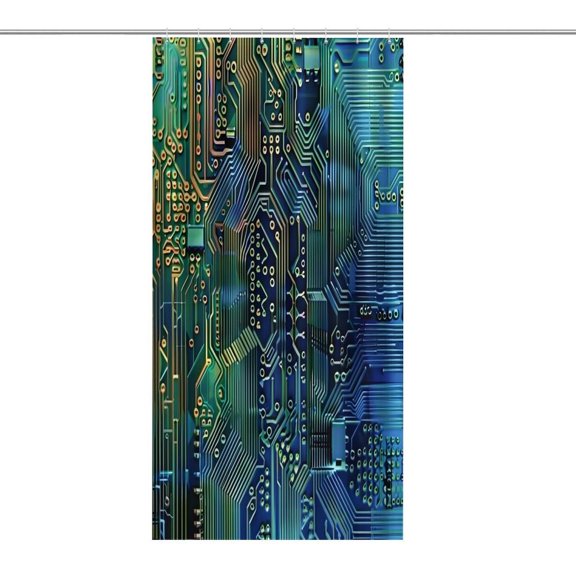 Electronic Circuit Board Pattern Print Shower Curtain,Cloth Fabric Waterproof Polyester Bathroom Home Decor Set with Hooks