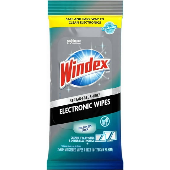Electronic Cleaning Wipes, Pre-Moistened Screen Wipes for TVs, Phones, and Other Electronics, Resealable for a Freshness Lock, 25 Count
