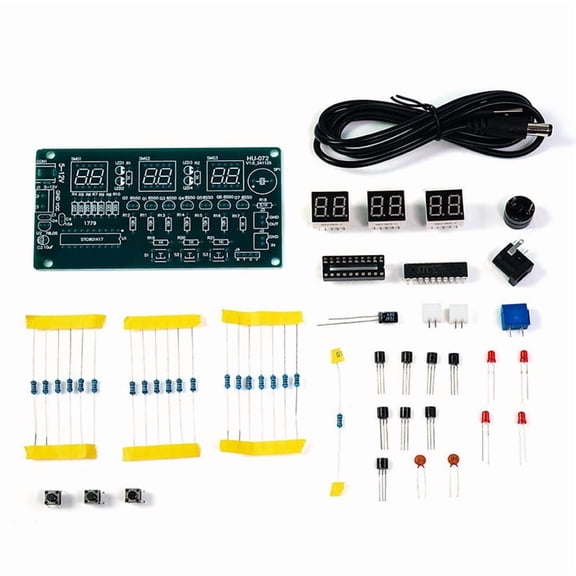 Electronic Clock DIY Kits Digital Tube LED Display Suite Electronic Module Parts and Components DC 5V-12V,1 x DIY Kits,Green