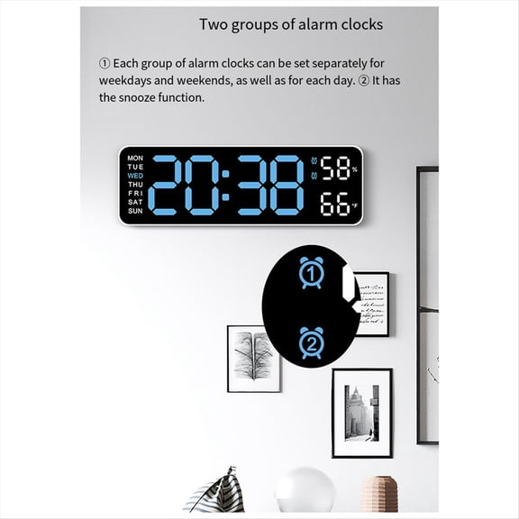 Electronic Clock Simple Multifunctional Clock Rectangular Large Font Alarm Clock Can Be Hung or Stood Clock A,2 * electronic clock 2 * USB cable 2 * instructions in Chinese and English