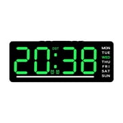 Electronic Clock with LED Display - Digital Alarm Clock with Date, Temperature, DST Auto, Brightness Adjustable, Battery or AC Power, Cable Included