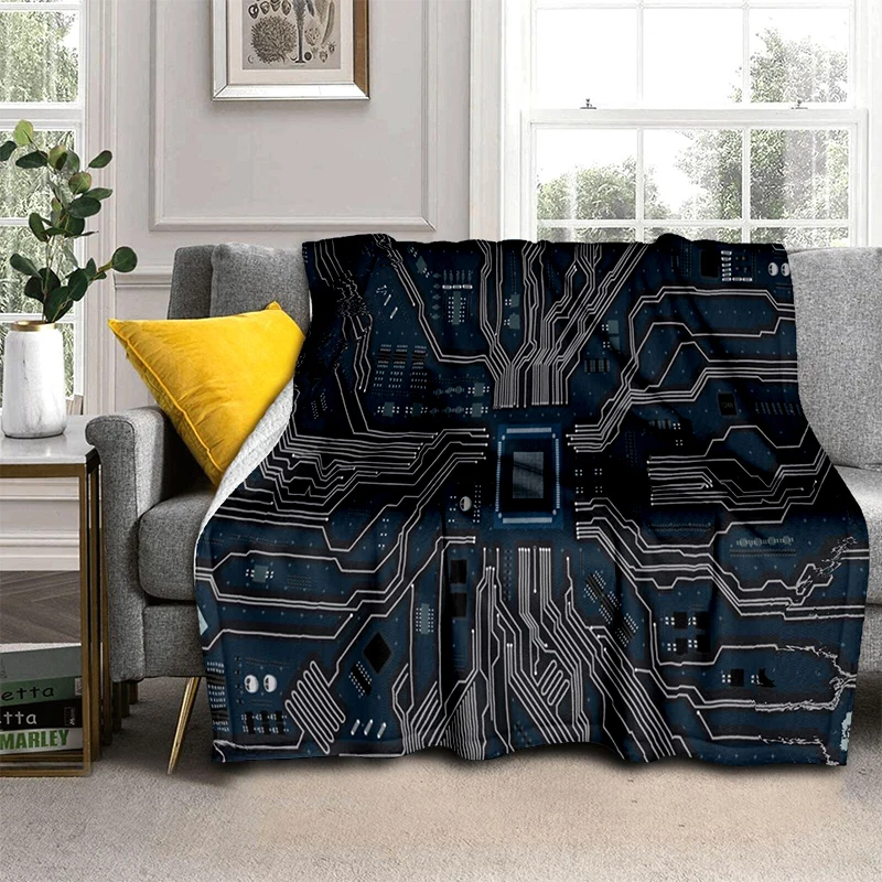 Electronic Compnt Fleece Flannel Throw Blanket King Size for Living