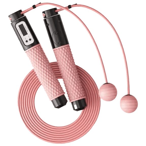 Electronic Cordless/Adjustable Length Weighted, with Counter for fitness, Aerobic Exercise-pink