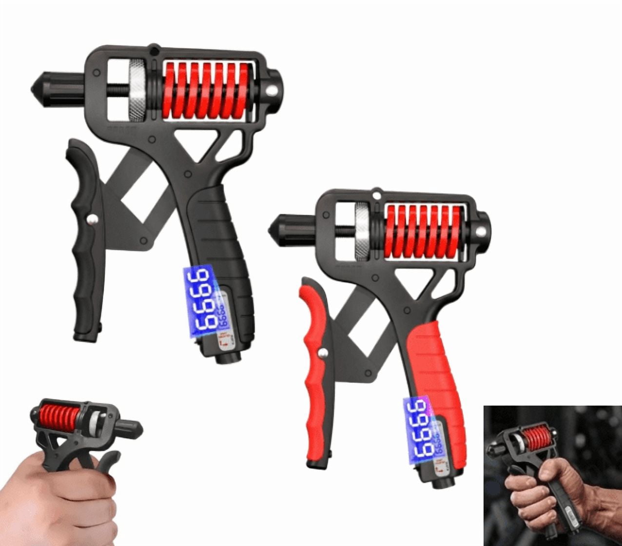 Electronic Counting Hand Grip Strengthener – 11-364lb Wide Resistance Range, Ergonomic Non-Slip Gripper for Forearm, Wrist & Finger Training, Perfect for Home & Office Workout Black+Red