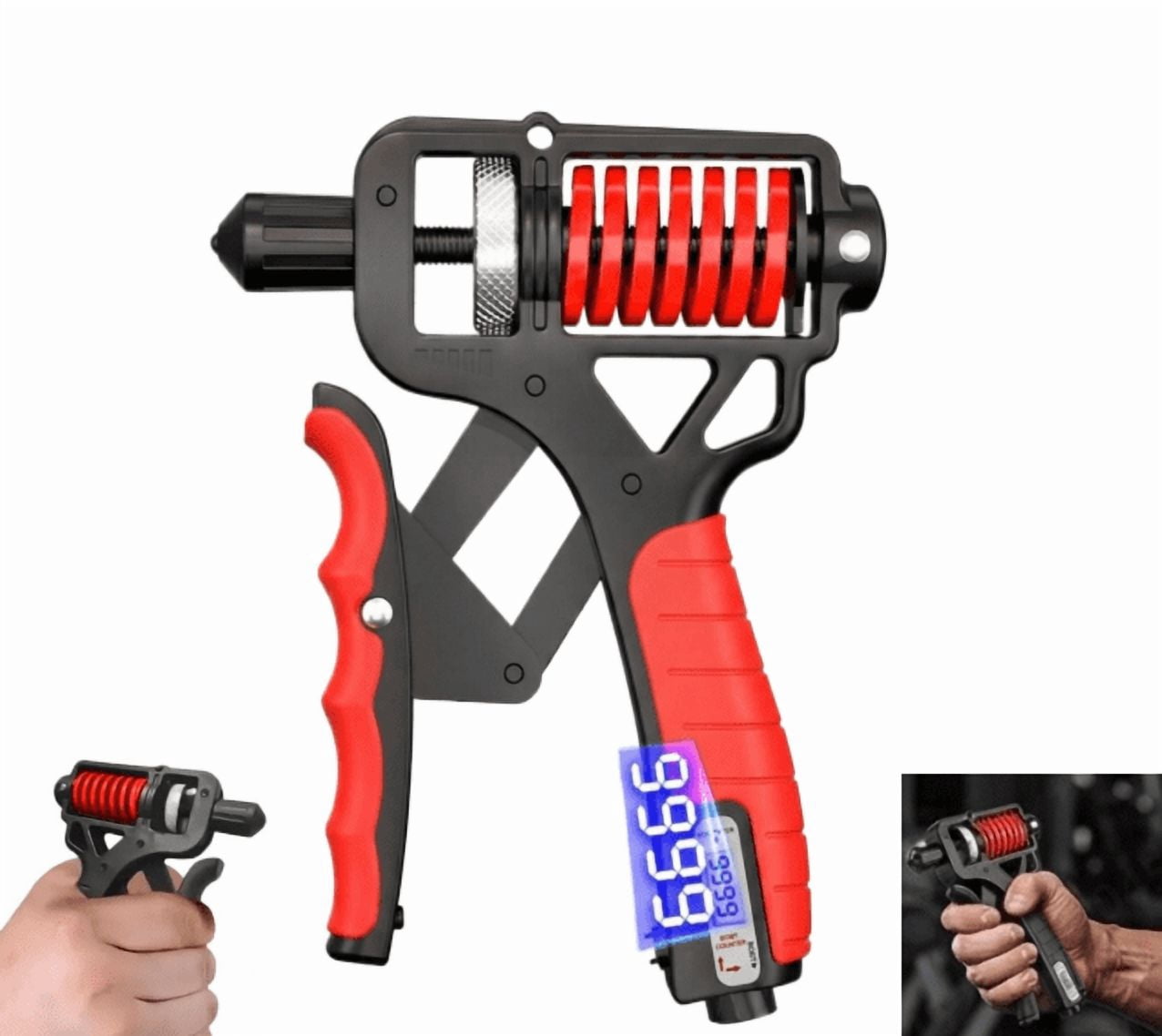 Electronic Counting Hand Grip Strengthener – 11-364lb Wide Resistance Range, Ergonomic Non-Slip Gripper for Forearm, Wrist & Finger Training, Perfect for Home & Office Workout Red