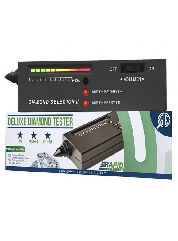JSP Gold, Leather Portable Electronic Diamond Tester, Includes LCD Display, LED Indicator, and Carrying Case